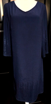 STREET ONE Damen  Kleid Gr. 38, Viskose, Dunkelblau, Paillette, gefüttert, NEU!