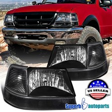 Fit 1998-2000 Ford Ranger Diamond Black Headlightscorner Turn Signal Lamps Pair