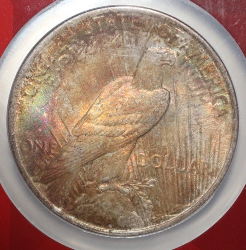 1922 Peace Silver Dollar MS66 Rainbow Toned Reverse NGC