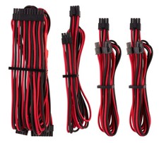 CORSAIR Premium Individually Sleeved PSU Cables Starter Kit   Red/Black, 2 Yr Wa