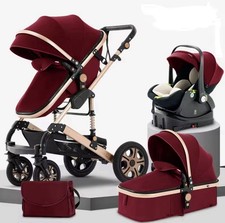 Baby Stroller Combo Car Seat, Baby Travel System,Reversible Pram 3 in 1 Black