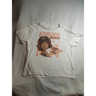 Aretha Franklin Queen of Soul Graphic T-Shirt White Cotton Mens Medium
