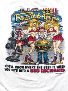 Vintage 90s Big Richard Burgers Shirt XL Rare Big Johnson Rare Humor Sex