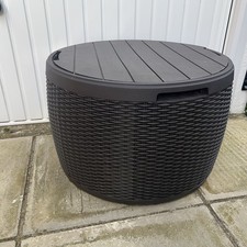 Outdoor Storage Deck Box Patio Table Bin Brown Woven Design Garden Furniture