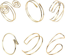 6pcs Gold Arm Cuff for Women, Upper Armband Jewelry Armlet Bracelet Adjustable C