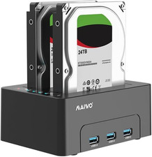 Hard Drive Docking Station Cloner for 2.5 3.5 Inch SATA HDD SSD, 3X USB3.0 Hub E