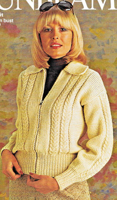 Home Bedrucktes Strickmuster Damen Aran Reißverschluss Jacke Pullover Oberteil Cardigan - 0171