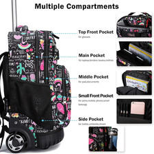 ZHANAO Mochila Con Ruedas De Color Sólido Para Niños