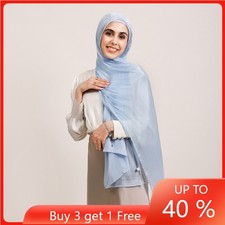 Muslim Women Soild Color Head Cover Wrap Long Shawls Islamic Headscarf Stoles