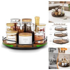 Versatile 9-Inch Wood Lazy Susan Turntable for Smooth Rotation Organization