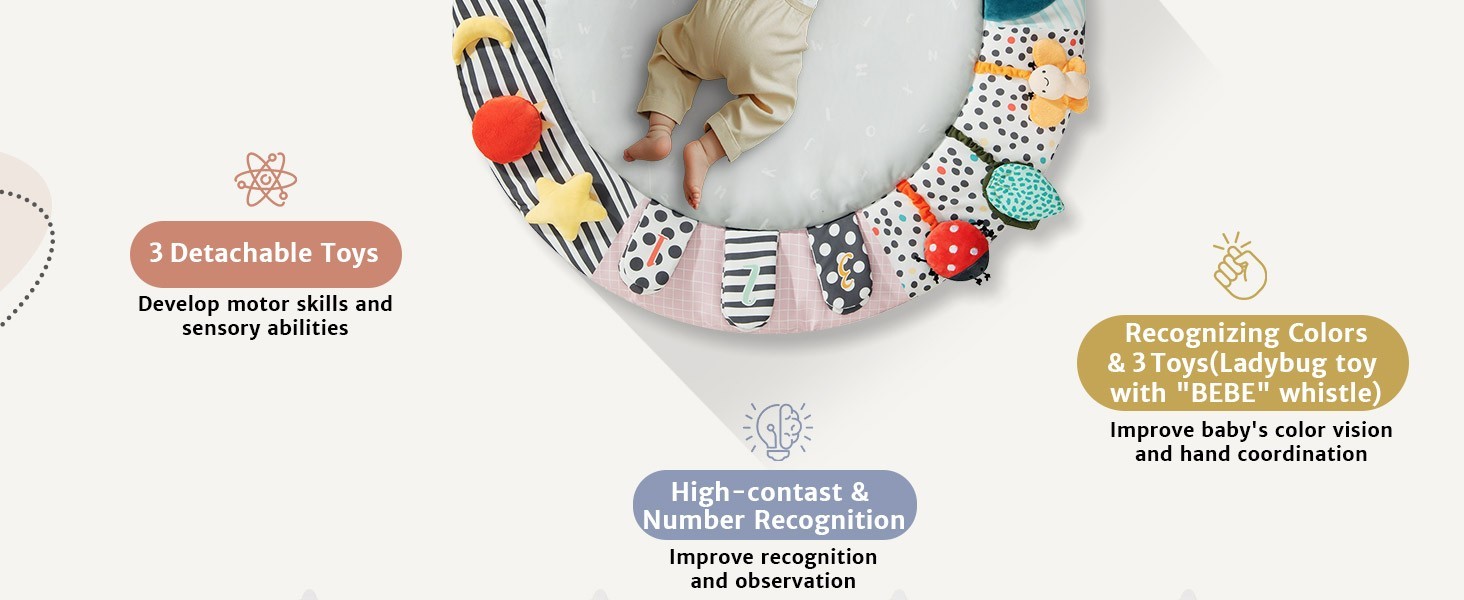 Baby Wooden Play Gym Newborn Developmental Zones Tummy Time Mat 7 in 1 Set NEW