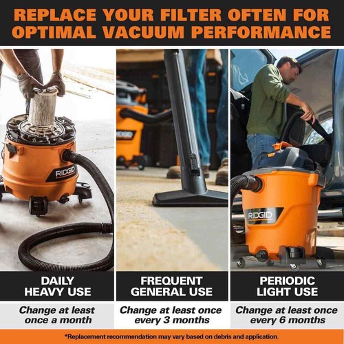 RIDGID 4 Gallon 5.0 Peak HP Portable Shop Vacuum Wet Dry Vac w/Fine Dust Filter - Picture 8 of 16