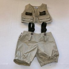 Build A Bear BABW Olive Khaki Fly Fishing Outfit Waders Pants Vest Safari