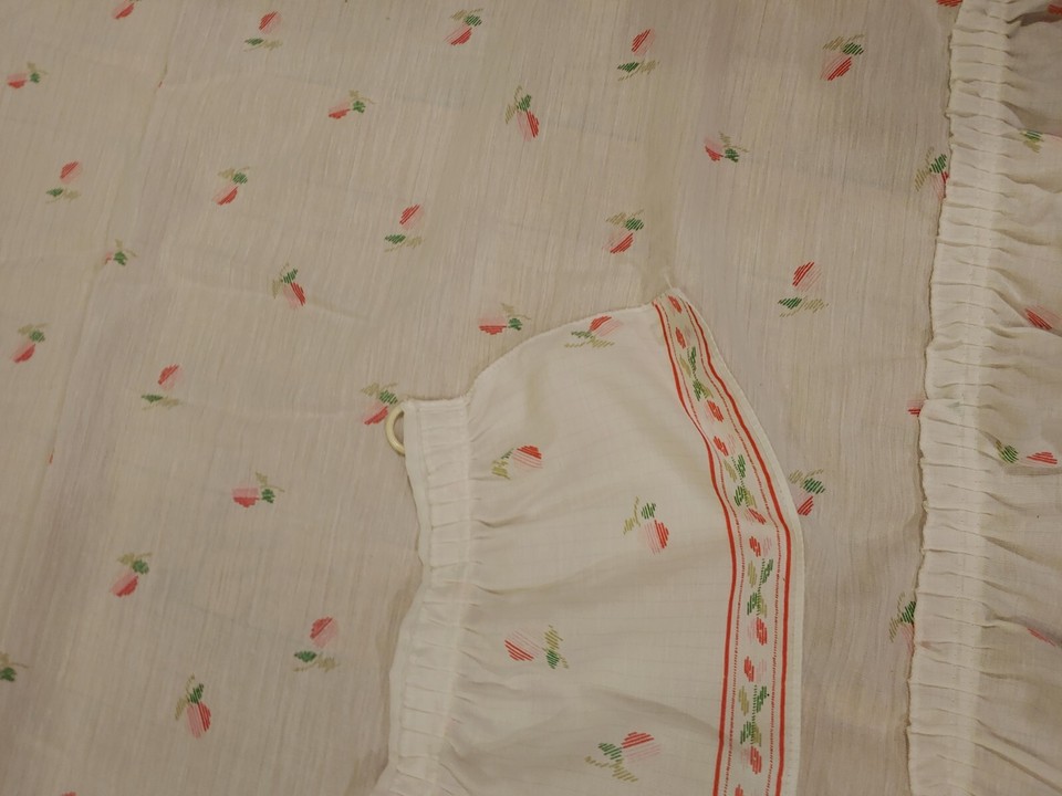 Jc Penney Vintage Ruffle Curtains & tie backs country cottage eBay