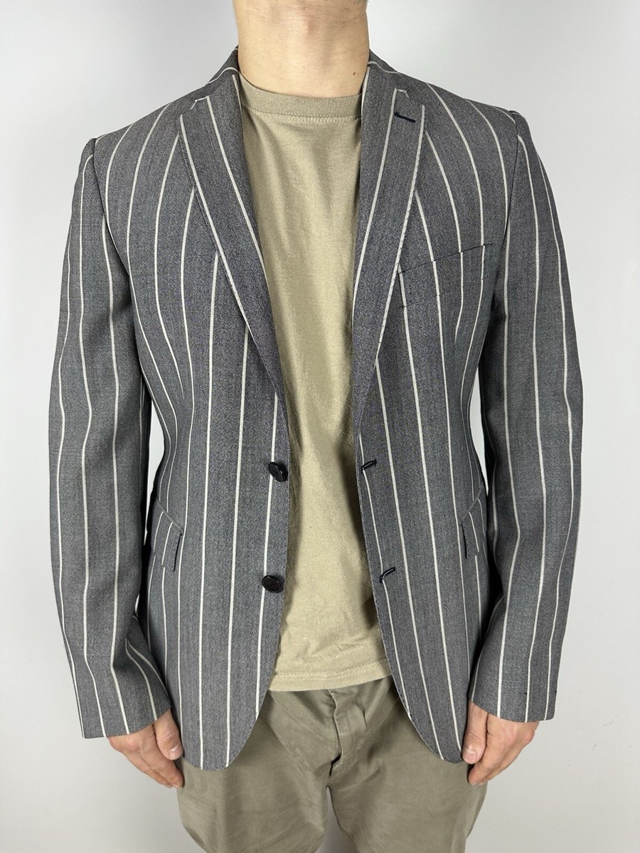 TAGLIATORE 48Rグレー系テーラードジャケ Tagliatore Striped Grey Men's Blazer Jacket size 48 S/M