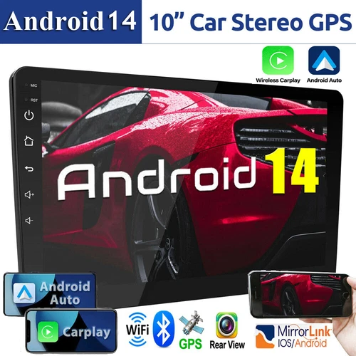 Android 14 Carplay GPS Navi WiFi 10.1" Double 2Din Touch Screen Car Stereo Radio - Picture 1 of 16