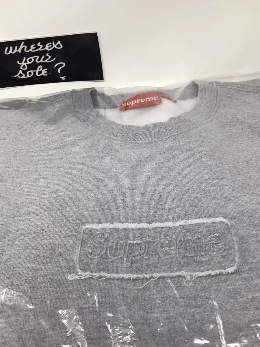 Supreme Cutout Box Logo Sweatshirt Crewneck Heather Grey Large L