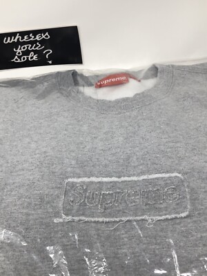 Supreme Cutout Box Logo Sweatshirt Crewneck Heather Grey Large L  