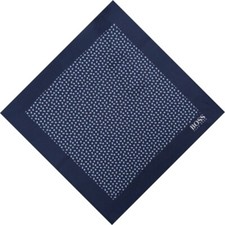 Image of BNWT HUGO BOSS Floral Pocket Square Hanky Navy Blue Made In Italy