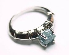 1.60cts Blue Rough Diamond Ring, Uncut Raw Diamond 925 silver Engagement Ring