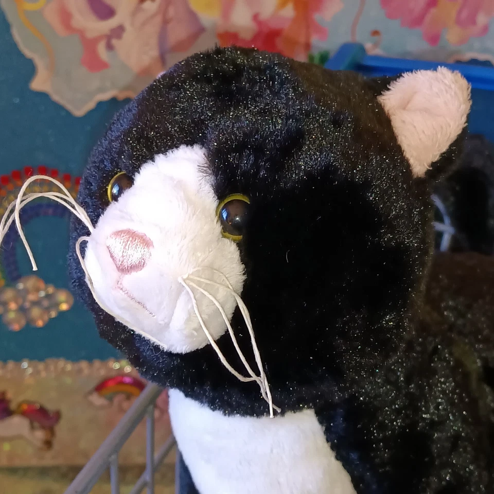 🦄Ganz / Webkinz "Tuxedo Cat" Black & White Color Kitty HM654 '2012 9" Plush! - Image 4 of 4