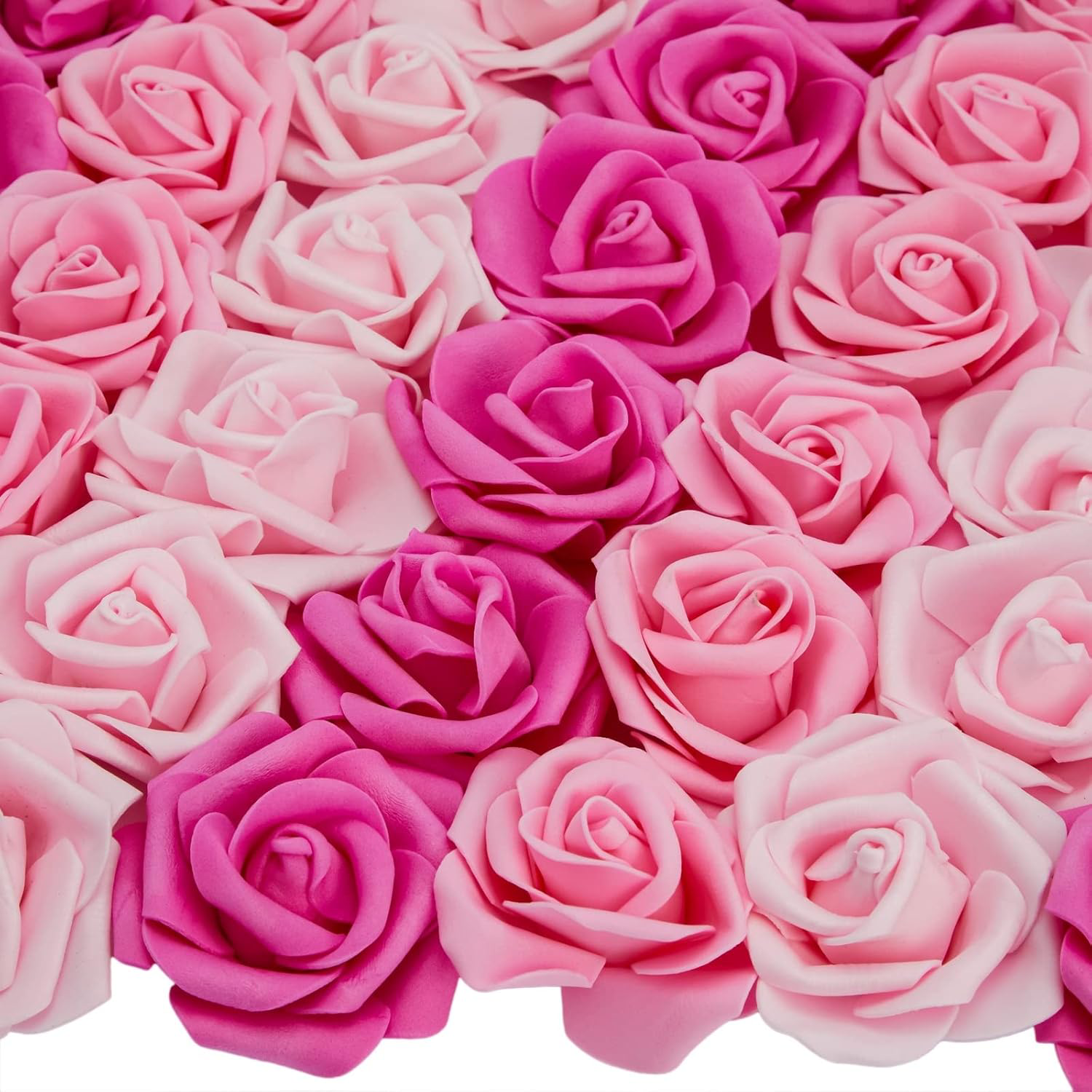 100 Pack Pink Artificial Rose Flower Heads for Weddings, Centerpieces, Decor