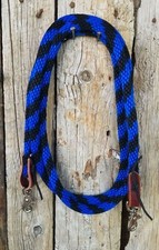 6' - 9' Reins Loop Rope Roping Rein Barrel Race Pony Single Trail black blue