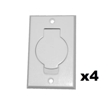 ALL PARTS ETC 4 Wall Outlet Cover Plate Lid for Central Vacuum Inlet Valve White Round Doors