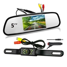5" Monitor Car Rear View Backup License Plate Camera Night Vision Parking System