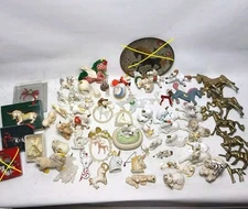 Vintage Horse Unicorn Figurines Ornaments Lot Gold White Decor Christmas