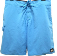 Quiksilver Board Shorts Men 32 Blue 9" Inseam Pocket Unlined Swim Trunks