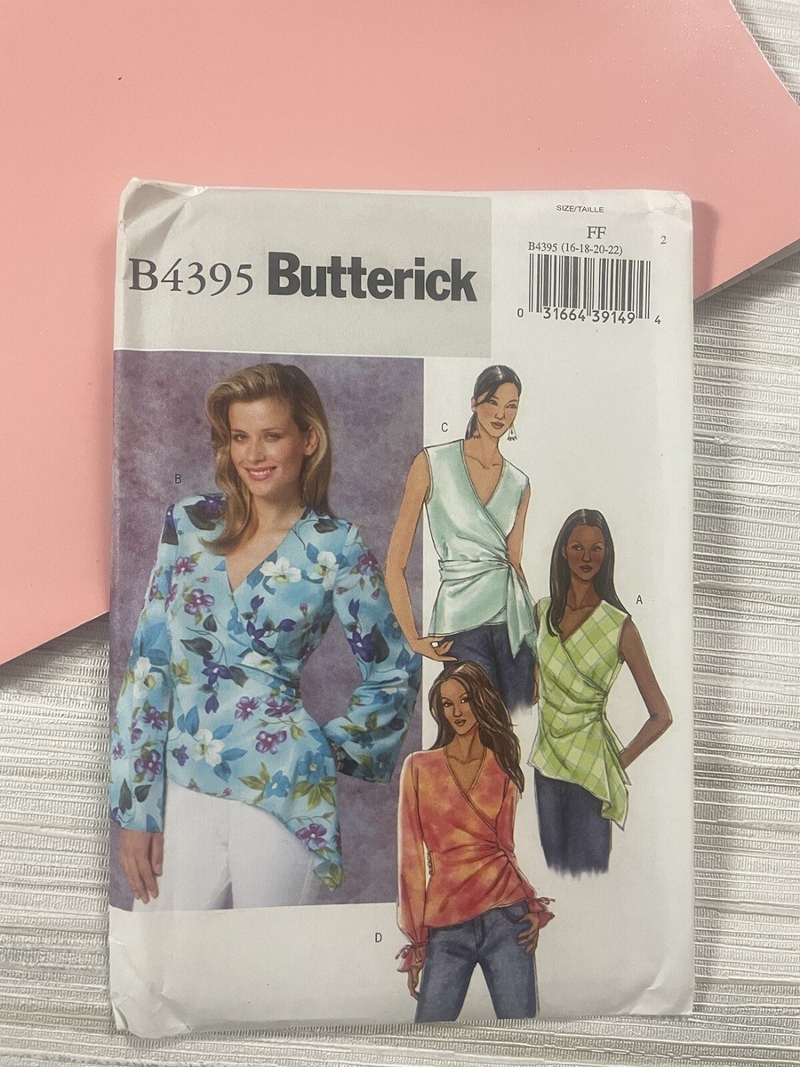 Easy Top Sewing Pattern Butterick B4395 Sz 16 18 20 22 Misses Wrap