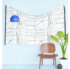 Room Essentials Modern Lines Tapestry Wall Art Hanging Gray Dorm Decor New