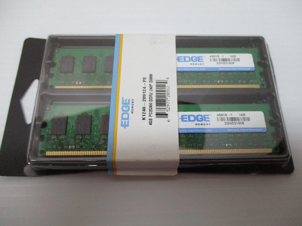 7 Packages (2 x 4GB) EDGE MEMORY PC25300 DDR2 240P DIMM K1240-209124-PE - Image 3 of 4