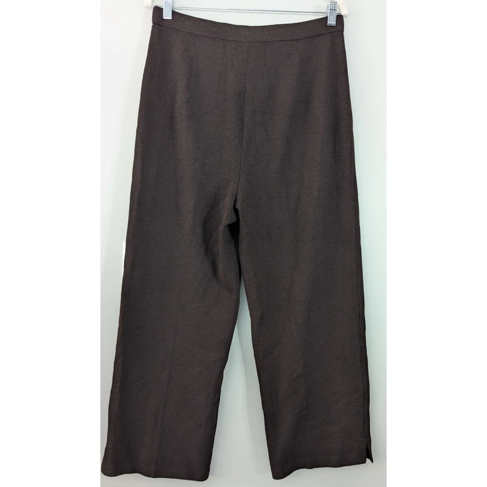 St. John Collection Santana Knit High Rise Wide Leg Pant Brown Size 12 - Image 4 of 4