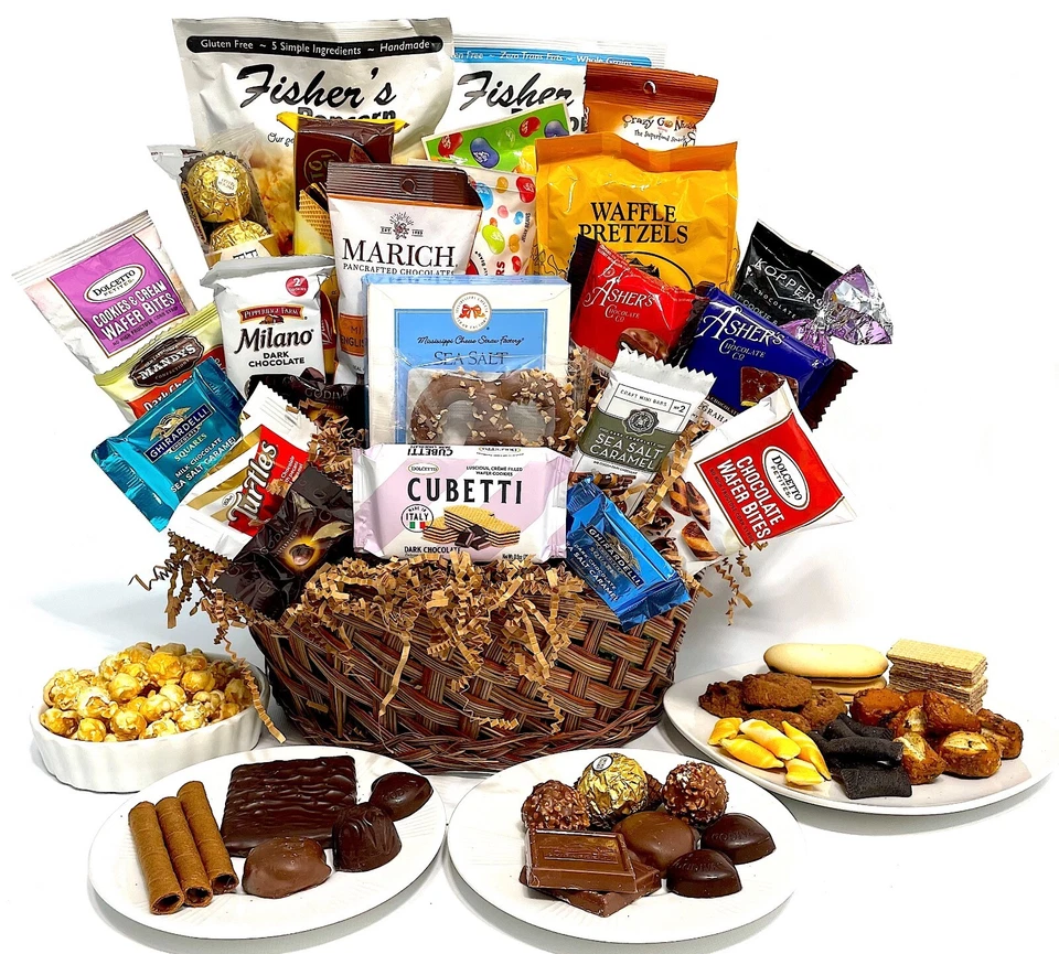 GIFTS OF GOURMET Premium Gourmet Gift Basket Hand-Crafted with chocolate, cookies, and candy!