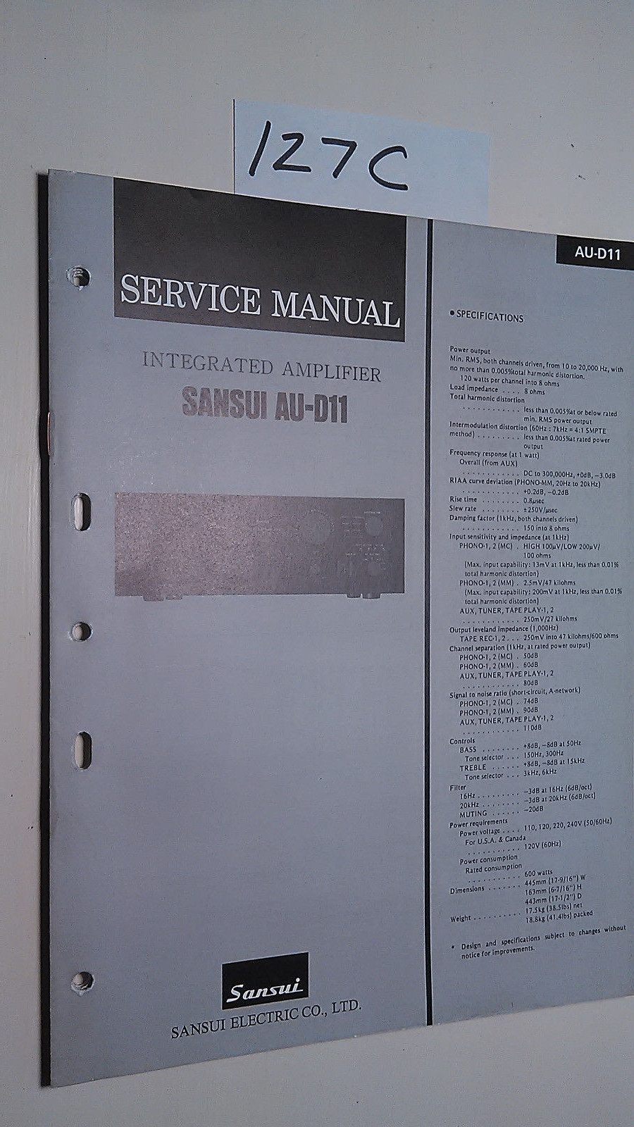 Sansui AU-D111 Service Manual Original Repair Guide for Stereo Amplifier