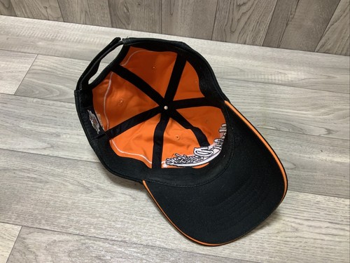 Harley Davidson Mütze gesticktes Logo Einheitsgröße verstellbarer Riemen schwarz orange - Bild 9 von 12