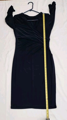 Lauren Ralph Lauren Belted 3/4 Slv Surplice Navy size 8 Faux Wrap Stretchy Sexy - Picture 5 of 9