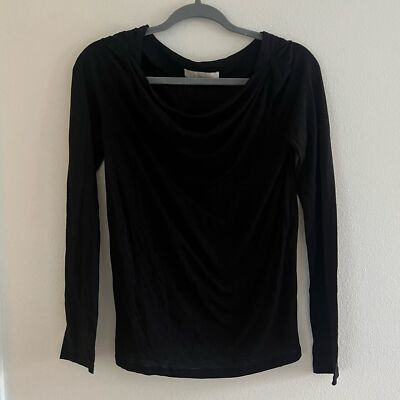 Vanessa Bruno Black Long Sleeve Relaxed Neckline Wool Blend Top Size 2