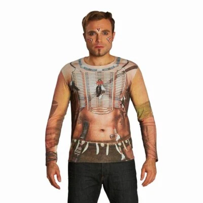 RUBIES INDIANER KOSTÜM LANGARM SHIRT HERREN # Karneval Fasching Häuptling Western Party