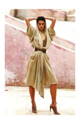 Azzedine Alaia Vintage Spring 1984 Taupe Knit Viscose Duster