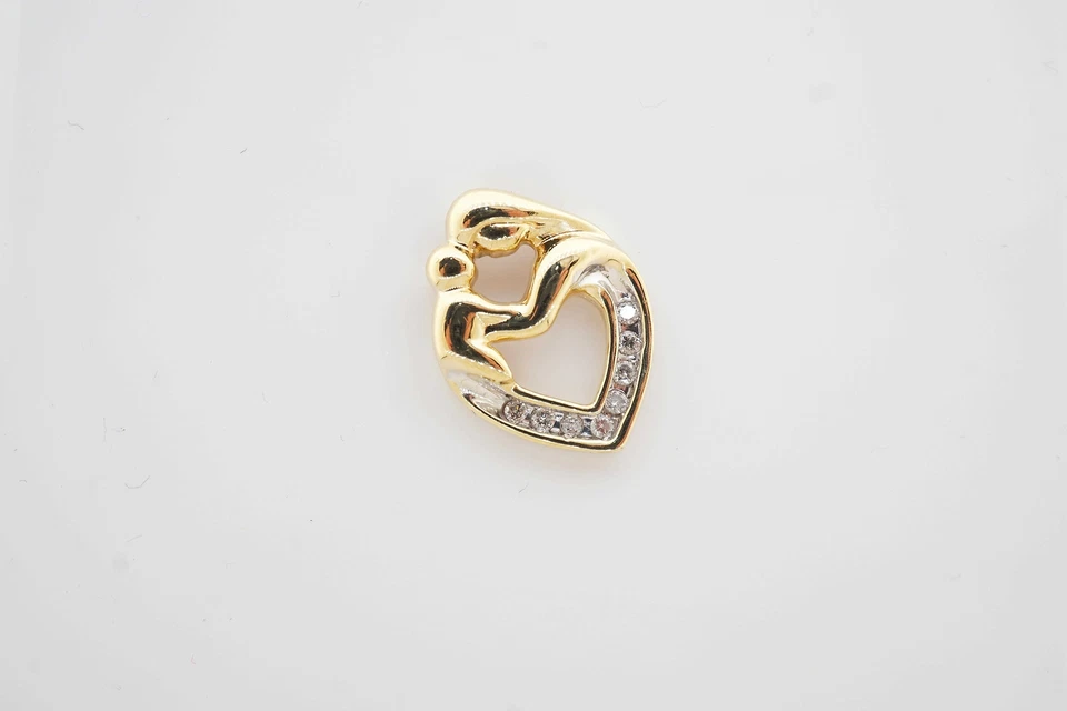 Dije colgante corazón diamante oro amarillo 10k joyería 0,12 TCW Foto 3 de 4