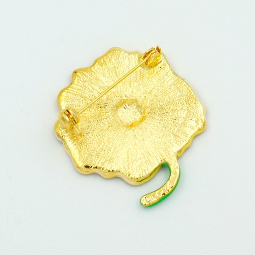 New Fashion Beautiful Gold Plated GP Red Crystal Flower Brooch Pin 02859 - Picture 4 of 4