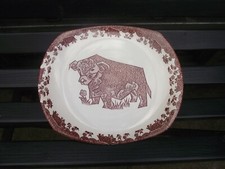 Vtg Retro English Ironstone Brown Bull Beefeater Steak Plate English Ironstone