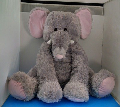 Gray Sitting Elephant Plush Stuffed 
