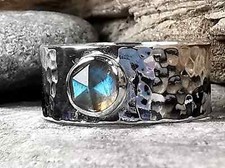 Solid 925 Sterling Silver Natural Labradorite Ring Gemstone Jewelry For Her L 70