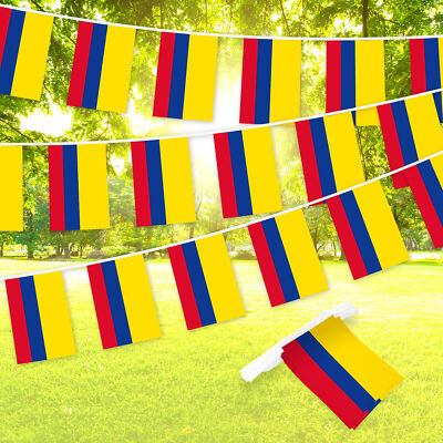 Colombia Printed Bunting Banner, Flag 8.2 x 5.5 Inch, Full String 33 Feet G128