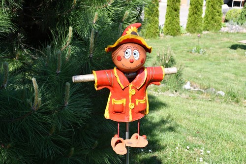 Keramik Gartenstecker Dekoration Statue Vogelscheuche H48cm Midene Handgefertigt - Bild 13 von 20