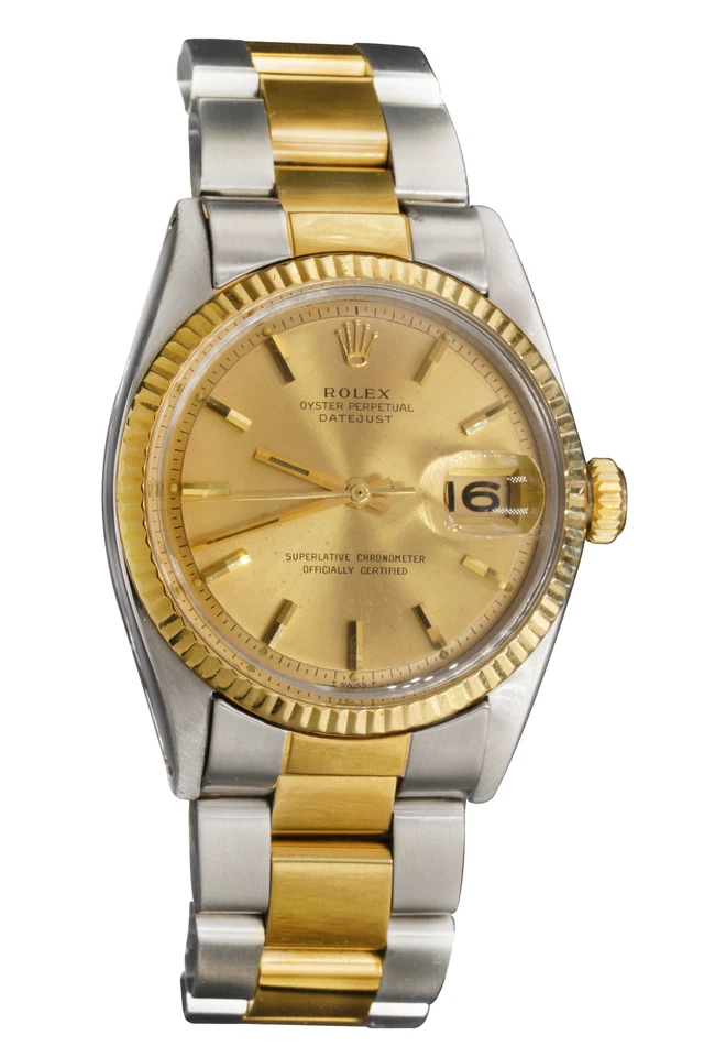 Rolex Datejust Mens 2Tone Yellow Gold and Stainless Steel Gold Dial 1601 - Image 2 of 4